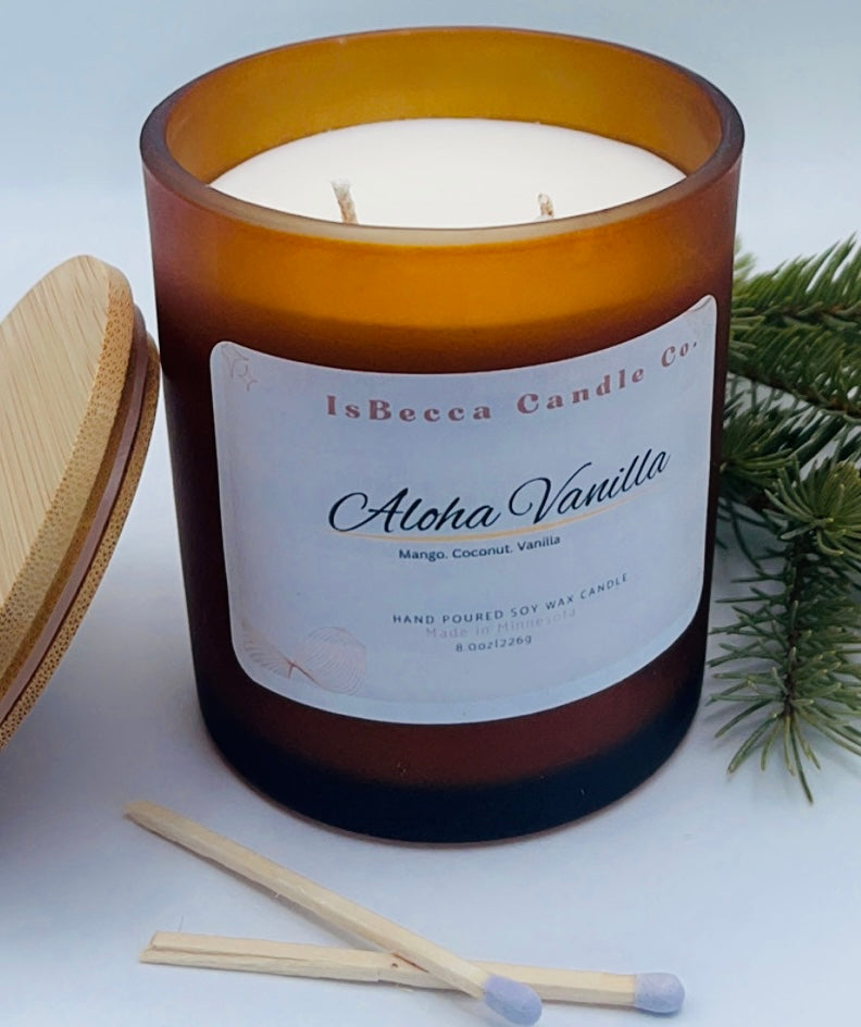 Aloha Vanilla Scented Candles | Soy & Coconut Wax | Eco Friendly|