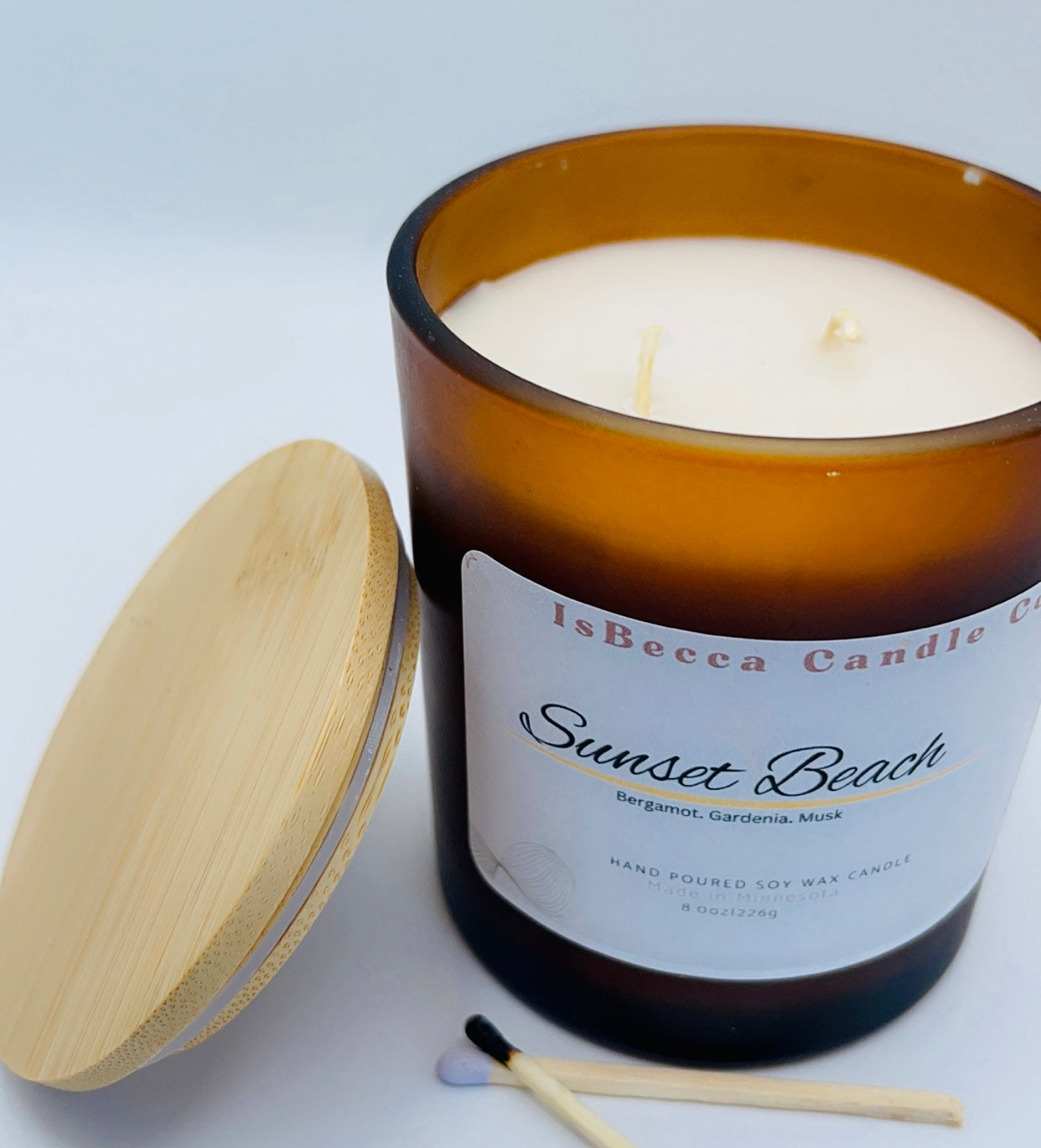 Sunset Beach Candle| Soy and Coconut Wax blend| Relaxing Beach Scented Candle with Peach, Plum & Jasmine | Eco Friendly