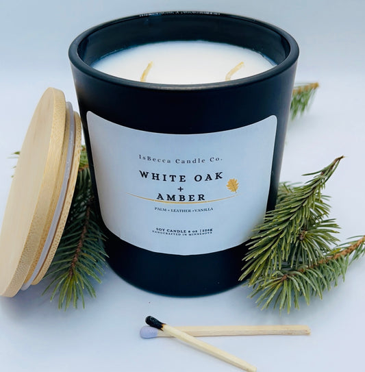 White Oak + Vanilla | Luxury Hand-Poured Candle| Soy wax| Coconut Wax| Scented Candle| Eco Friendly| Cotton Wick