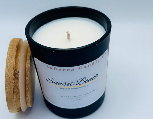 Sunset Beach Candle| Soy and Coconut Wax blend| Relaxing Beach Scented Candle with Peach, Plum & Jasmine | Eco Friendly